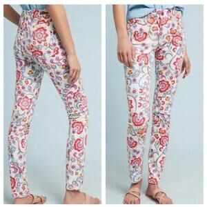 Anthropologie Pilcro Mid-Rase Floral Pattern skinny ankle jeans Sz 27
